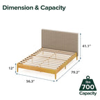 Houten platformbedframe met gestoffeerd hoofdeinde