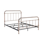Rosegouden metalen bed met lamellenpaneel