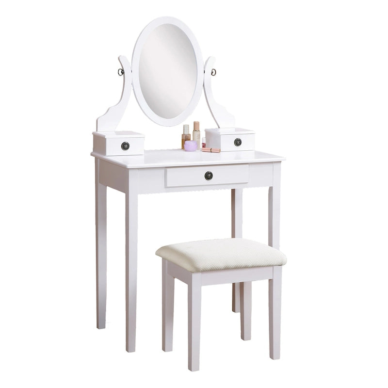 Kaptafel met spiegel en krukje