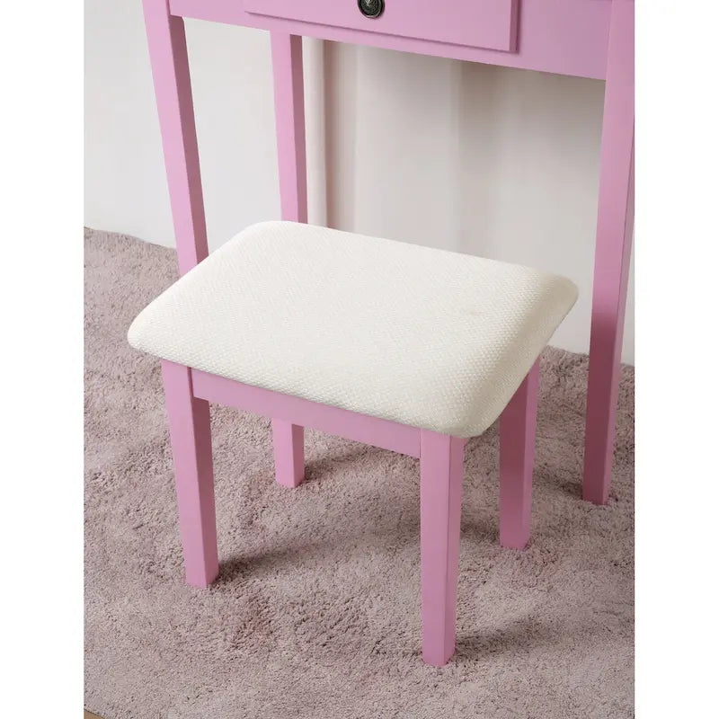 Kaptafel met spiegel en krukje