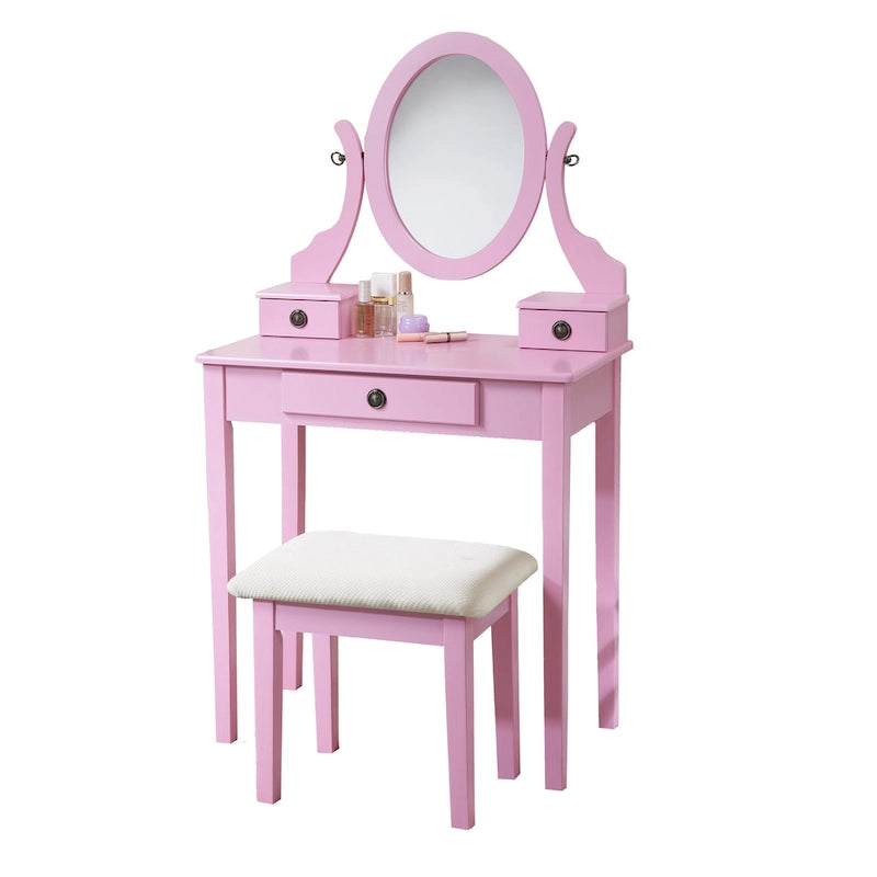 Kaptafel met spiegel en krukje