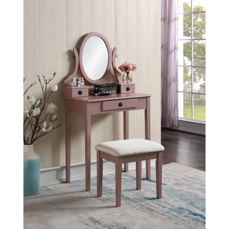 Kaptafel met spiegel en krukje