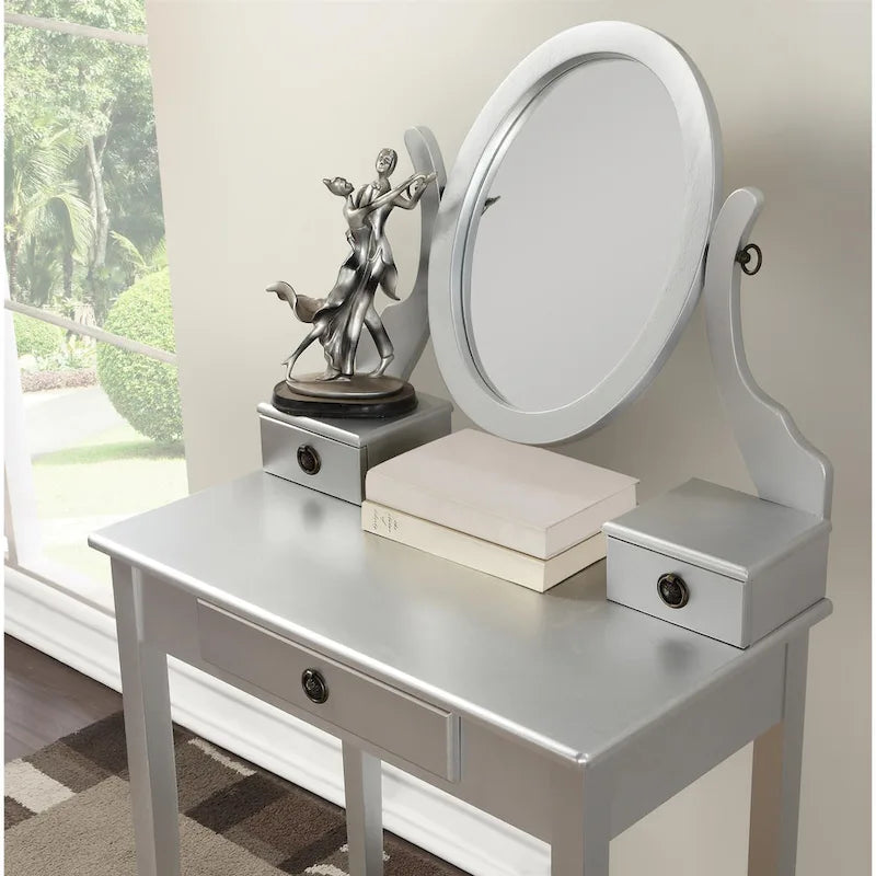 Kaptafel met spiegel en krukje