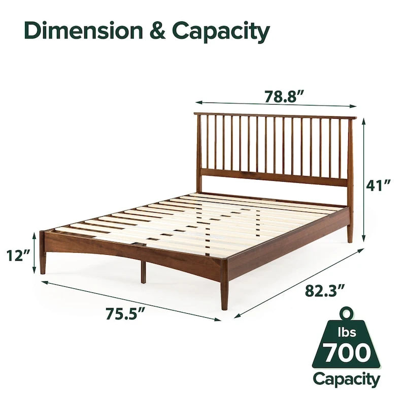 Mid-century houten platformbedframe