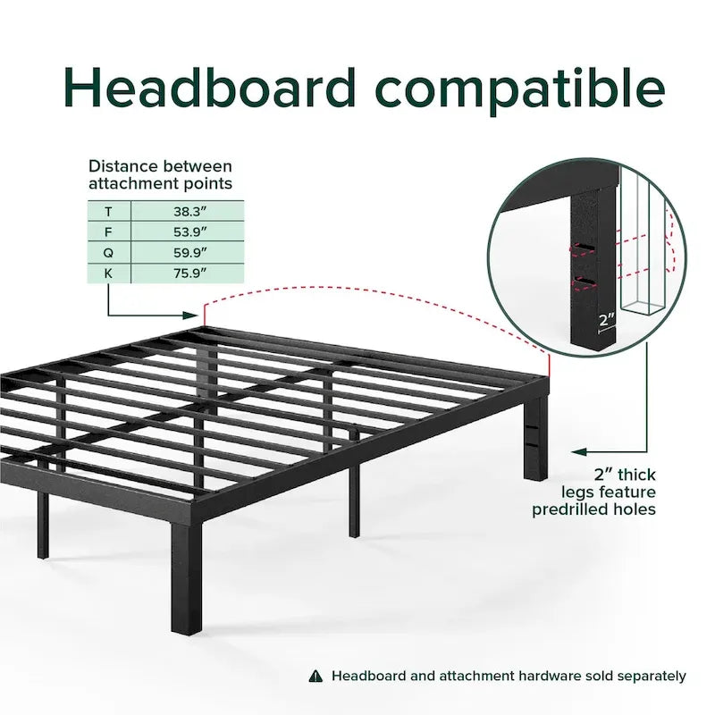 Metalen platformbedframe met QuickLock-montage