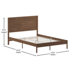 Massief houten platformbed met hoofdbord en houten latten