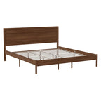Massief houten platformbed met hoofdbord en houten latten