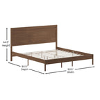 Massief houten platformbed met hoofdbord en houten latten