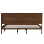 Massief houten platformbed met hoofdbord en houten latten