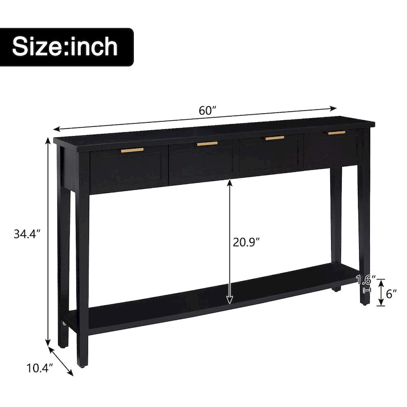 Moderne consoletafel met 4 laden en open vak