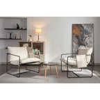 Gestoffeerde Fauteuil met Armzakken en Metalen Frame, Set van 2