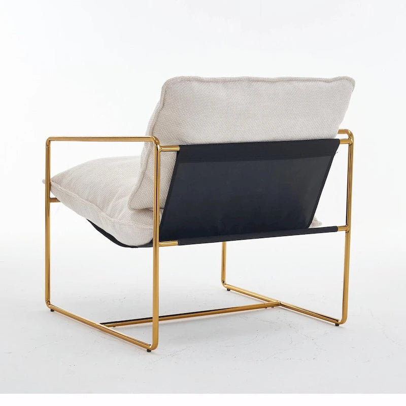 Gestoffeerde Fauteuil met Armzakken en Metalen Frame, Set van 2