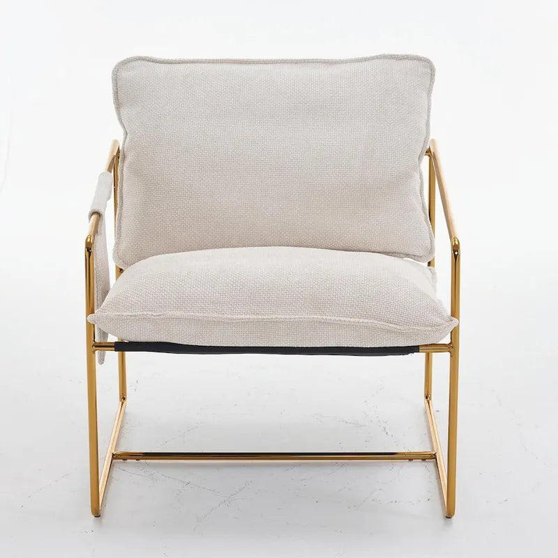 Gestoffeerde Fauteuil met Armzakken en Metalen Frame, Set van 2
