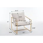 Gestoffeerde Fauteuil met Armzakken en Metalen Frame, Set van 2