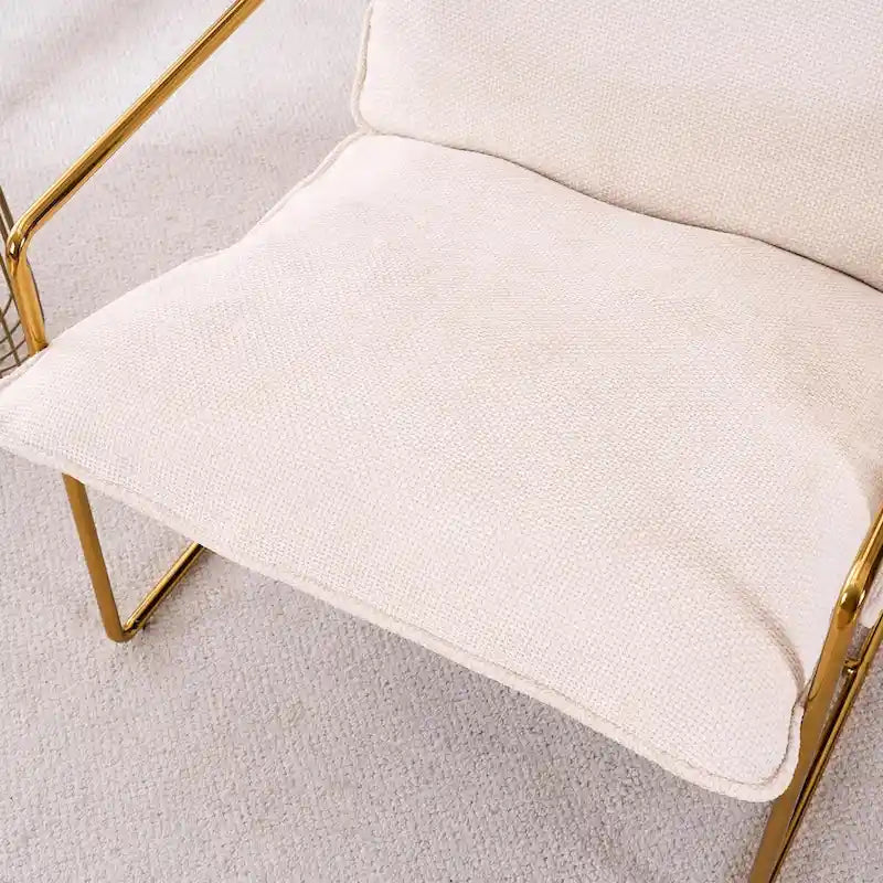 Gestoffeerde Fauteuil met Armzakken en Metalen Frame, Set van 2