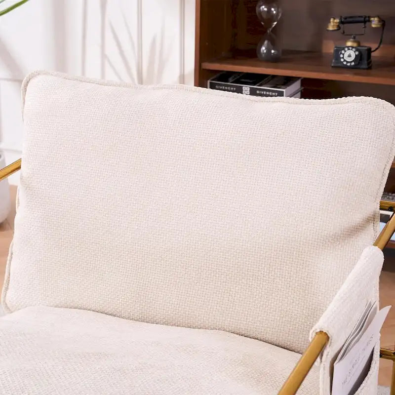 Gestoffeerde Fauteuil met Armzakken en Metalen Frame, Set van 2