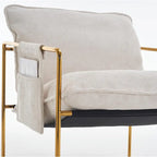 Gestoffeerde Fauteuil met Armzakken en Metalen Frame, Set van 2