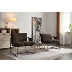 Gestoffeerde Fauteuil met Armzakken en Metalen Frame, Set van 2