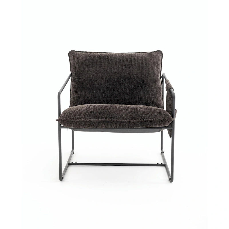 Gestoffeerde Fauteuil met Armzakken en Metalen Frame, Set van 2
