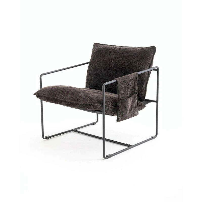 Gestoffeerde Fauteuil met Armzakken en Metalen Frame, Set van 2