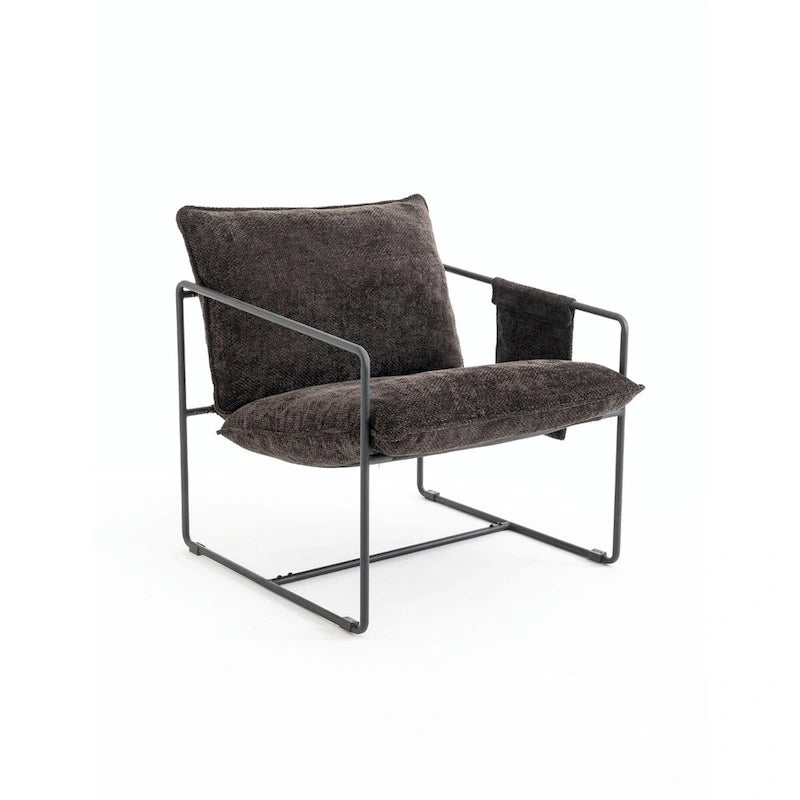 Gestoffeerde Fauteuil met Armzakken en Metalen Frame, Set van 2