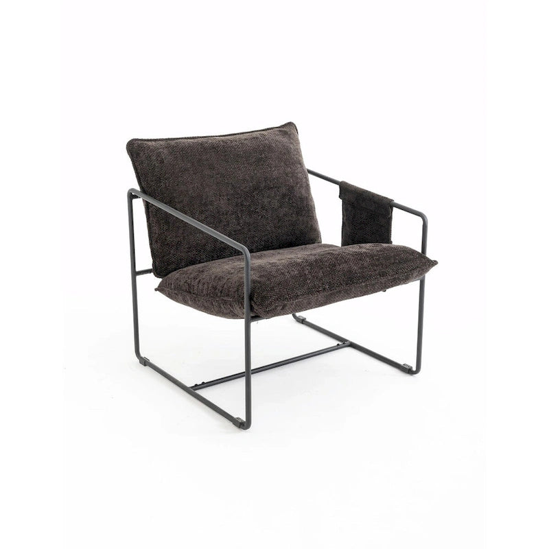 Gestoffeerde Fauteuil met Armzakken en Metalen Frame, Set van 2