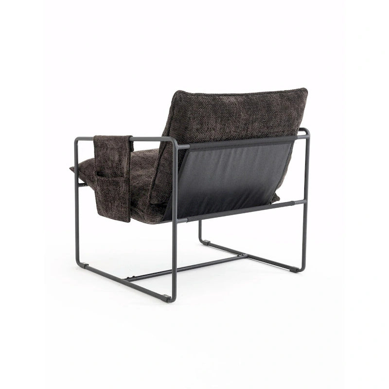 Gestoffeerde Fauteuil met Armzakken en Metalen Frame, Set van 2
