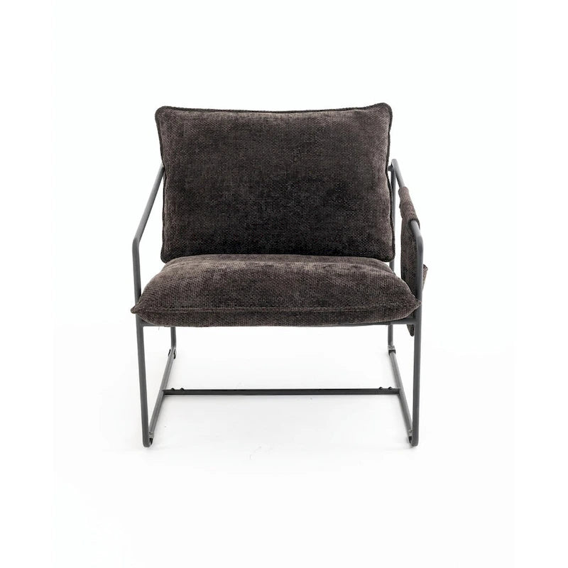 Gestoffeerde Fauteuil met Armzakken en Metalen Frame, Set van 2
