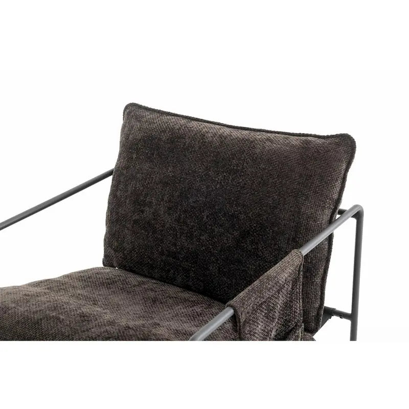 Gestoffeerde Fauteuil met Armzakken en Metalen Frame, Set van 2