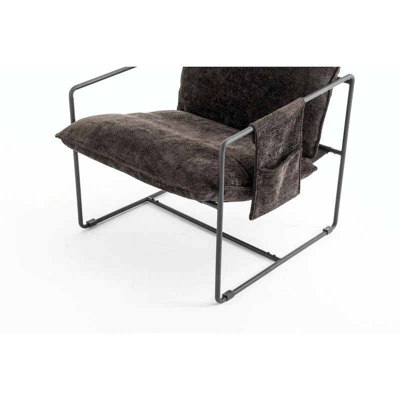 Gestoffeerde Fauteuil met Armzakken en Metalen Frame, Set van 2