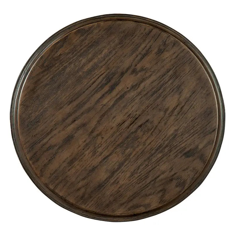 Ovale bijzettafel met metalen poten en houten plank