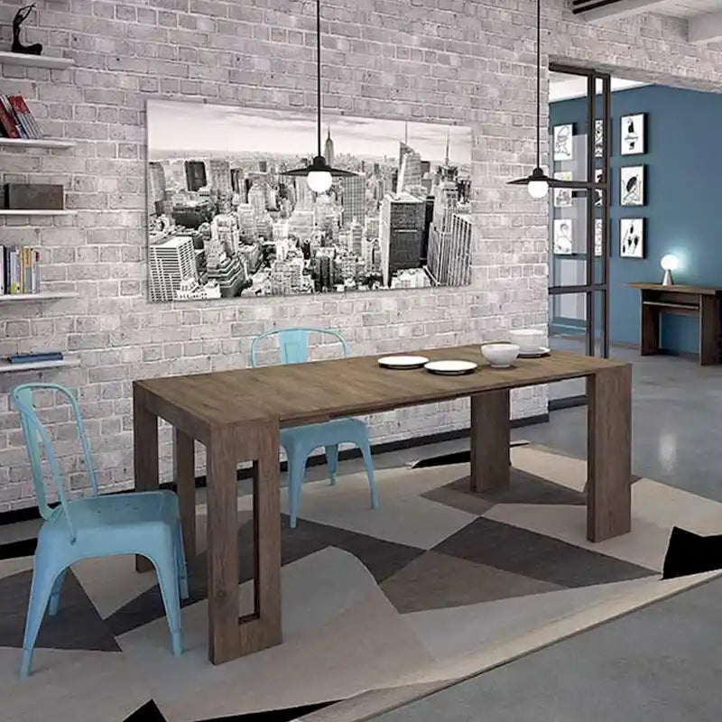 Uitschuifbare eettafel (console) - 80 cm B x 44,5 cm D x 76 cm H (uitschuifbaar tot 185,5 cm B)