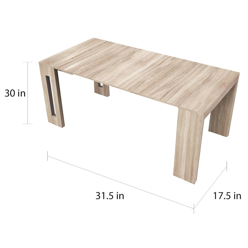 Uitschuifbare eettafel (console) - 80 cm B x 44,5 cm D x 76 cm H (uitschuifbaar tot 185,5 cm B)