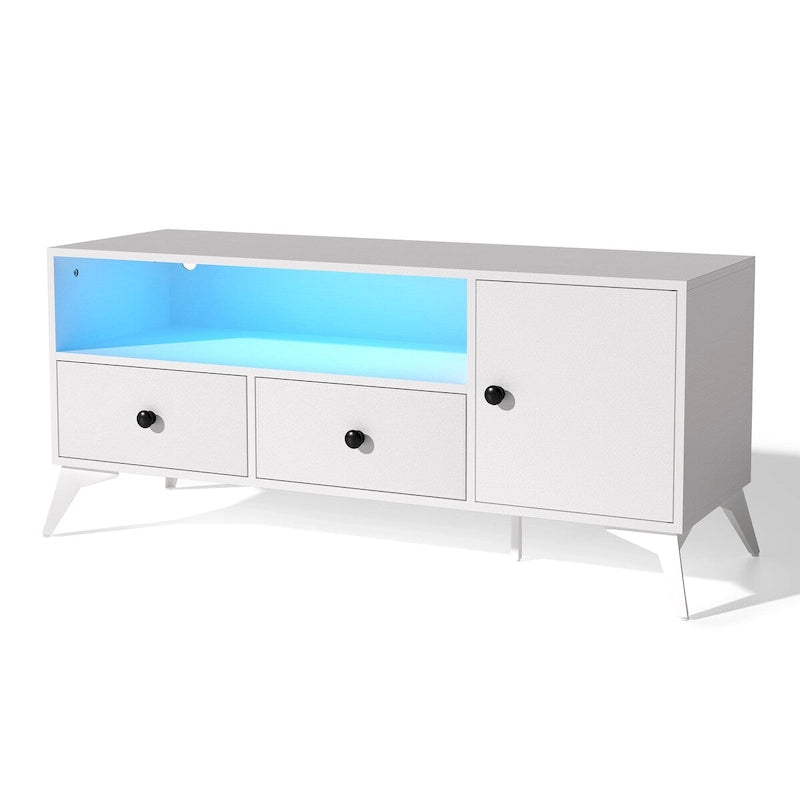 TV-meubel met RGB LED-verlichting en Opbergruimte – 120 cm L x 40 cm B x 52 cm H