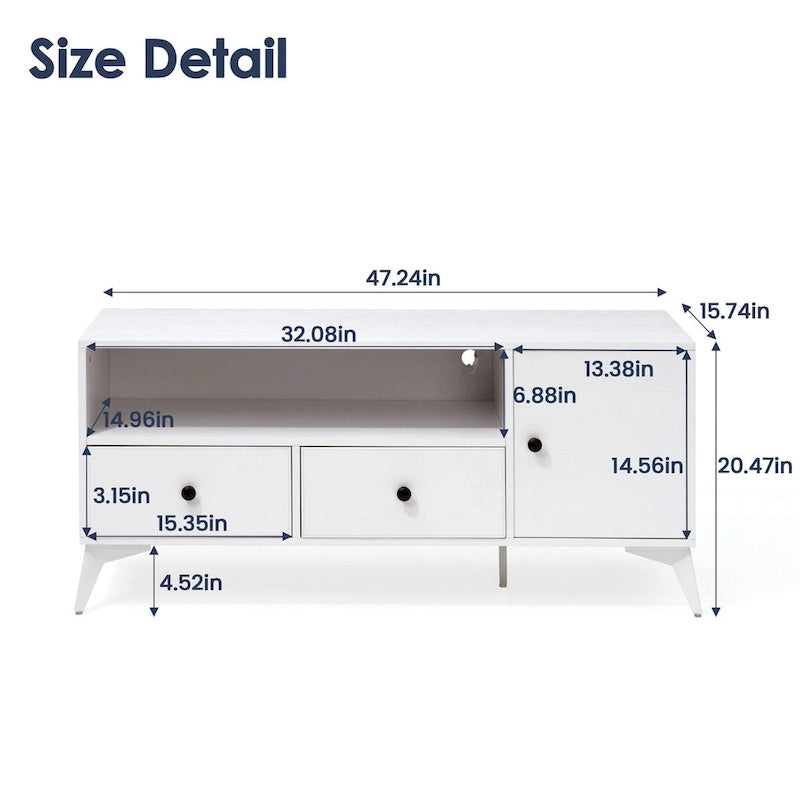 TV-meubel met RGB LED-verlichting en Opbergruimte – 120 cm L x 40 cm B x 52 cm H