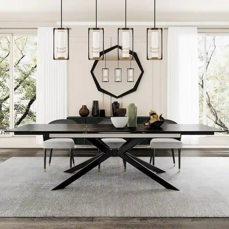 Uitschuifbare eettafel van gesinterd steen (200 cm tot 280 cm)