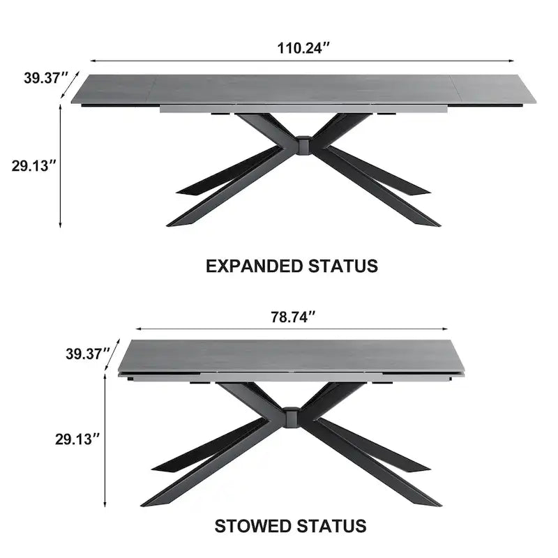 Uitschuifbare eettafel van gesinterd steen (200 cm tot 280 cm)