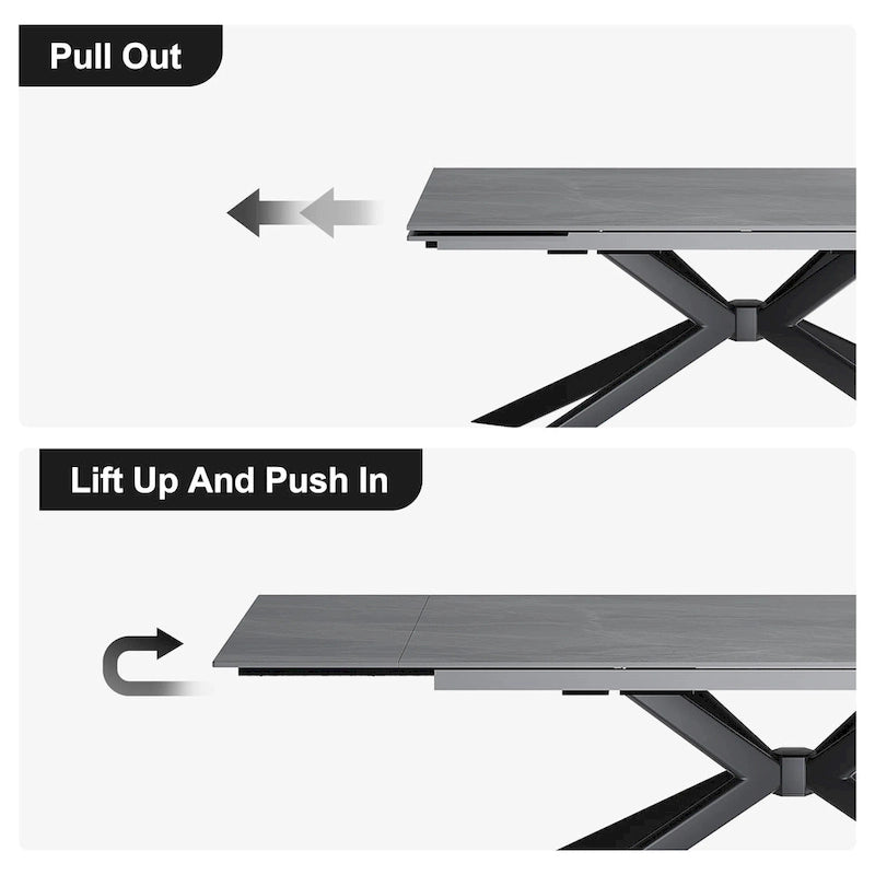 Uitschuifbare eettafel van gesinterd steen (200 cm tot 280 cm)