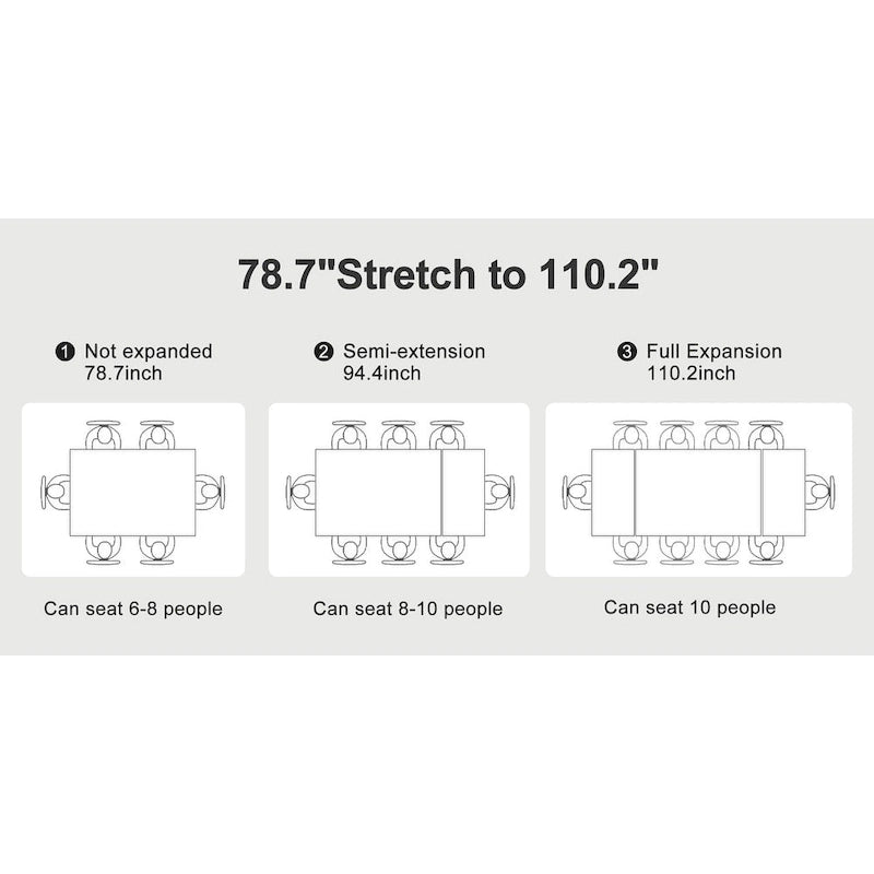 Uitschuifbare eettafel van gesinterd steen (200 cm tot 280 cm)