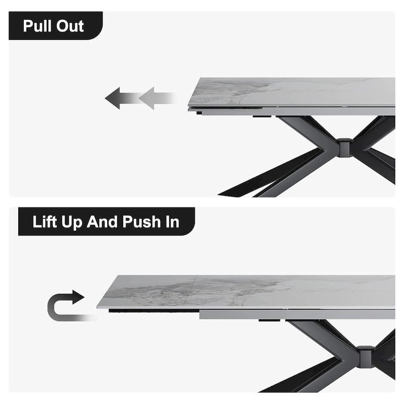 Uitschuifbare eettafel van gesinterd steen (200 cm tot 280 cm)