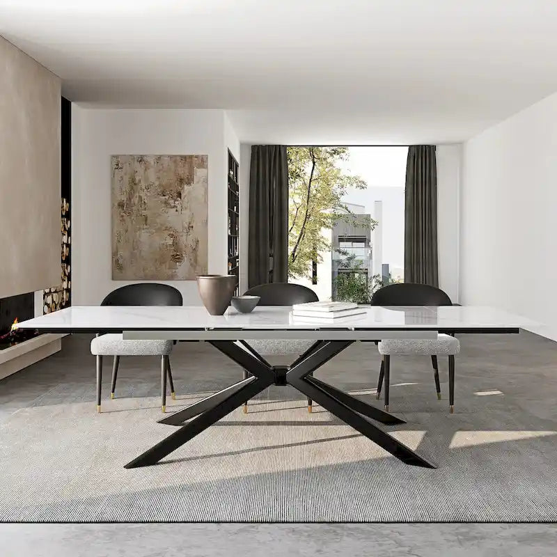 Uitschuifbare eettafel van gesinterd steen (200 cm tot 280 cm)