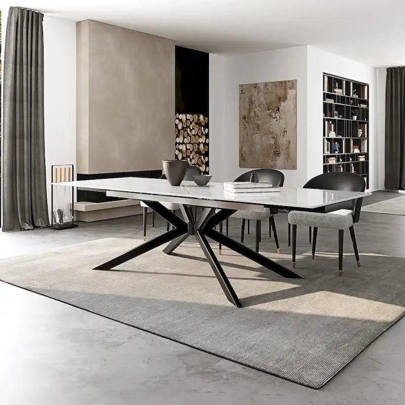 Uitschuifbare eettafel van gesinterd steen (200 cm tot 280 cm)