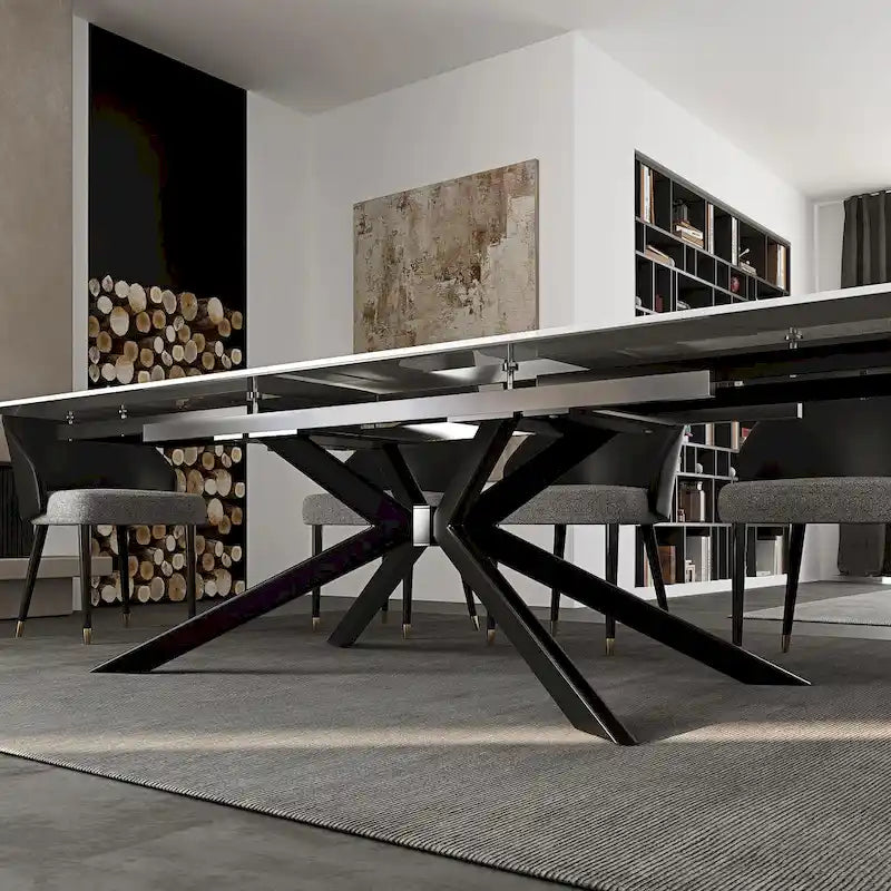 Uitschuifbare eettafel van gesinterd steen (200 cm tot 280 cm)