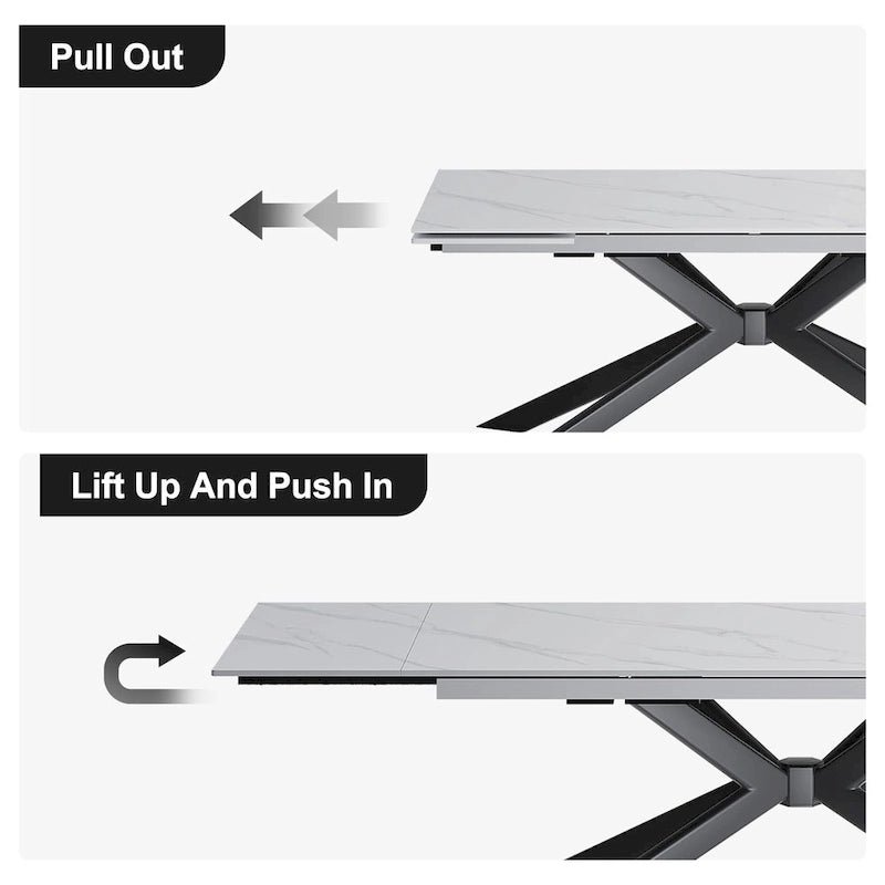 Uitschuifbare eettafel van gesinterd steen (200 cm tot 280 cm)
