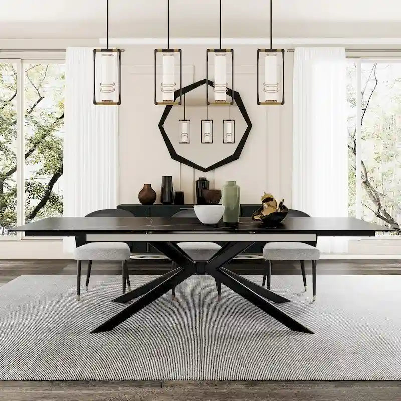 Uitschuifbare eettafel van gesinterd steen (200 cm tot 280 cm)