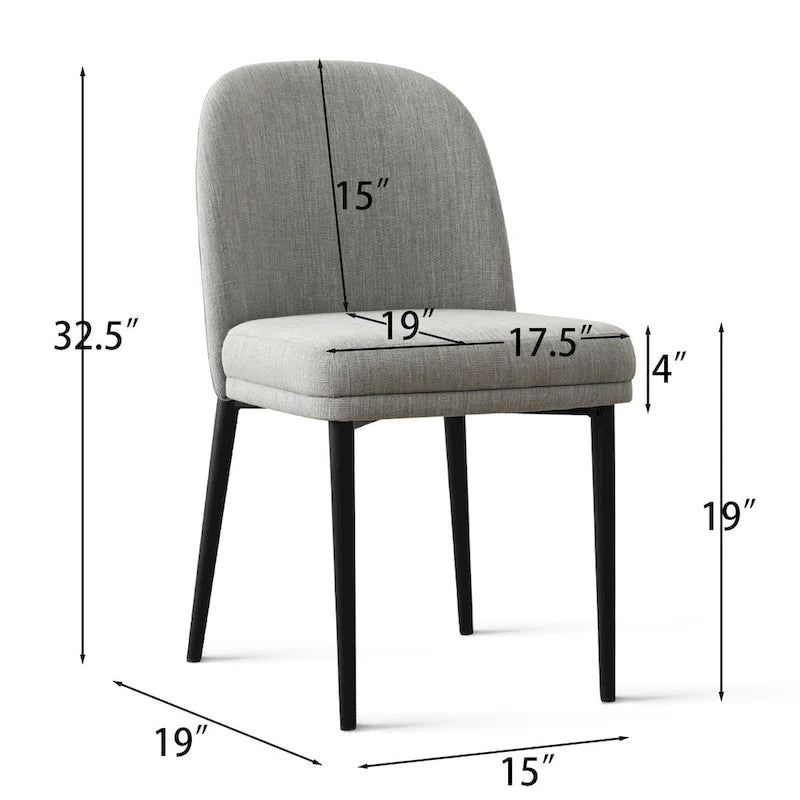 Gestoffeerde eetkamerstoel, set van 2