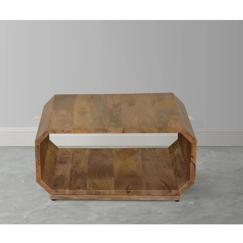 30-inch holle kubus salontafel van naturel bruin mangohout