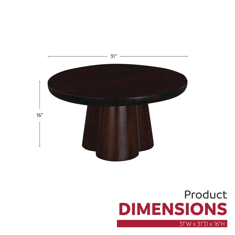 31 inch Ronde Houten Salontafel met Voetstuk
