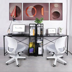 Computerbureau met 4-laags Boekenplank, 120 cm Metalen Frame, Rustiek Bruin & Zwart
