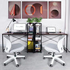 Computerbureau met 4-laags Boekenplank, 120 cm Metalen Frame, Rustiek Bruin & Zwart